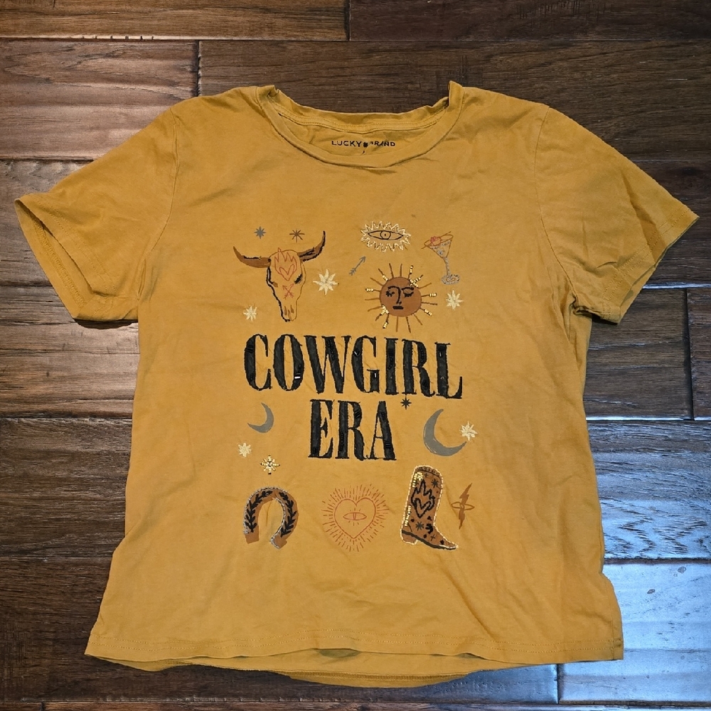 Lucky Brand Mustard Cowgirl Graphic Tee
